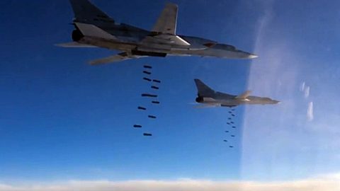 ВИДЕО: Шест руски бомбардировача Ту-22М3 нанесоха удари по ИД в Сирия