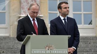 Europe 1, позиция, Украйна, Путин, рисунка, Макрон