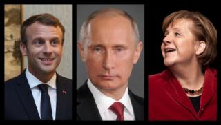 Путин, Макрон, Меркел, среща