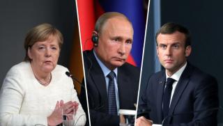 Путин, видеоразговор, Меркел, Макрон