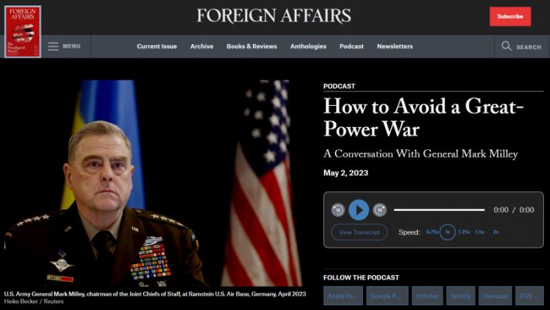 Mark Milley: How to Avoid Great Power War
 –