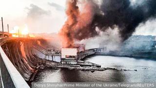 Разрушаване, Днепрогес, лишава, Украйна, електричество