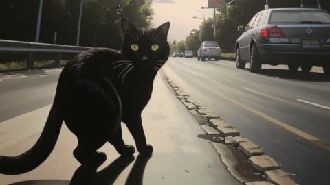 Кадър на седмицата: Черната котка не посмя да пресече пътя пред лимузината на Путин