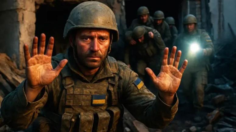 Украински бойци, командир, вързан, тел, предадоха , руските въоръжени сили