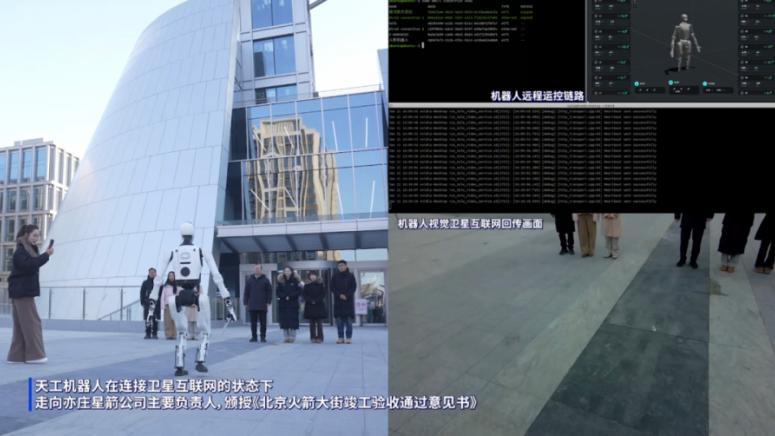 Китайски хуманоиден робот, връзка, сателит, орбита
