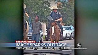 Американски полицаи, въже, афроамериканец, улиците