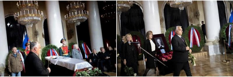 Виктор Орбан в Москва на погребението на ГорбачовНа една от