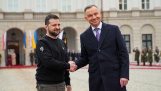 Зеленски и Дуда говориха на митинга след преговорите във Варшава