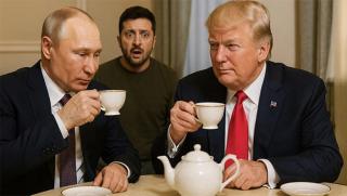 Путин, главното, всички карти, на масата, руски войник , червен килим, президента