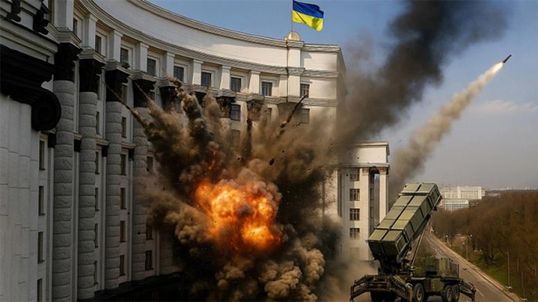 Първи удар, киевската върхушка, сграда, правителство, Украйна, пламъци, атака, Русия, Герасимов, решение